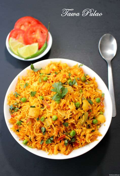 TAWA PULAO RECIPE  Do try this "Tawa Pulao"recipe at home and it will become one of your regular dish. Don't forget to share your pictures of #TawaPulao and your experiences in the comments below. Enjoy! :)  Click on Picture to Watch Recipe Video   #TawaPulao #SnacksRecipe #RiceRecipe Tomato Fried Rice Recipe, Tawa Pulao Recipes, Tawa Pulao, Mumbai Street, Mumbai Street Food, Pulao Recipe, Street Vendor, Fried Rice Recipe, Recipe Video