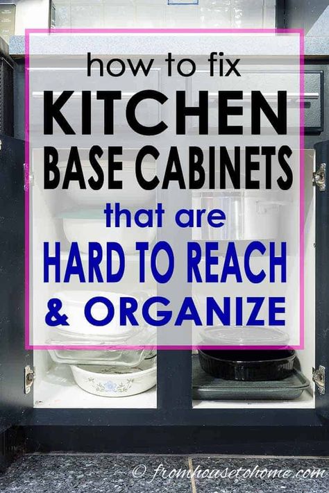 Have a kitchen cabinet with shelves that are disorganized and hard to reach?  Make it work with these instructions on how to convert shelves to drawers. #fromhousetohome #kitchenorganization #storagehacks  #kitchen #kitchenorganization Lower Kitchen Cabinets, Kitchen Cabinet Storage Solutions, Diy Kitchen Cabinet, Cabinet Storage Solutions, Kitchen Base Cabinets, Stock Cabinets, Diy Kitchen Storage, Base Cabinet, Diy Kitchen Cabinets