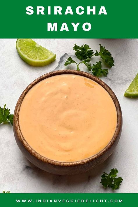 Sriracha Mayo Sriracha Mayo Recipe, Sriracha Mayo Sauce, Homemade Sriracha, Mayo Dip, Mayo Recipe, Yum Yum Sauce, Sriracha Mayo, Soy Recipes, Recipe Indian