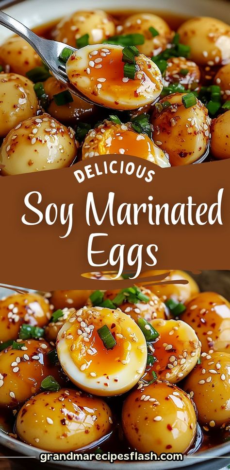 These deliciously savory and sweet Korean marinated eggs, known as "Mayak Eggs," are a flavorful addition to rice bowls, noodles, or as a quick snack. Infused with soy sauce, garlic, and chilies, these soft-boiled eggs pack an addictive punch! Perfect for meal prepping, these eggs stay fresh for up to a week in the fridge. #MayakEggs #KoreanEggs #EasyMealPrep Korean Marinated Eggs, Mayak Eggs, Soft Boiled Eggs Recipe, Marinated Eggs, Best Korean Food, Boiled Egg Recipes, Soy Sauce Garlic, Korean Food Recipes, Health Aesthetic