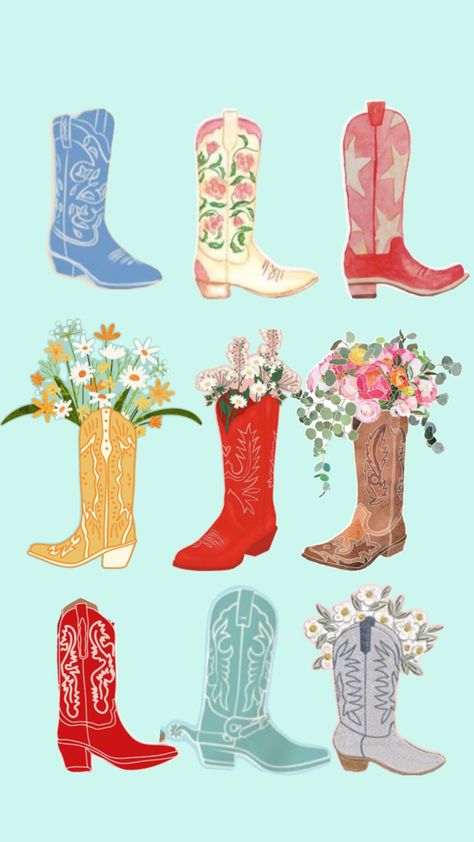 Cowgirl Boot Wallpaper, Pink Cowboy Boots Wallpaper, Western Barbie Wallpaper, Cowgirl Boots Illustration, Pink Cowgirl Boots Wallpaper, Wall Prints