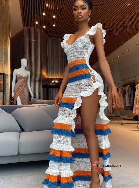 Crochet Halter Dress, Crochet Outfits, White Crochet Dress, Crochet Summer Dresses, Crochet Sweater Pattern Free, Summer Dress Patterns, African Fashion Skirts, Crochet Swimwear, Crochet Dresses