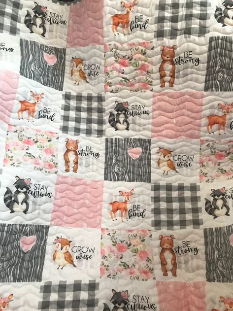 Woodland Baby Quilt, Quilt Meaning, Decoupage Candles, Rag Quilt Tutorial, Rag Rug Diy, Girl Quilts Patterns, Woodland Quilt, Woodland Nursery Girl, Cabbage And Sausage