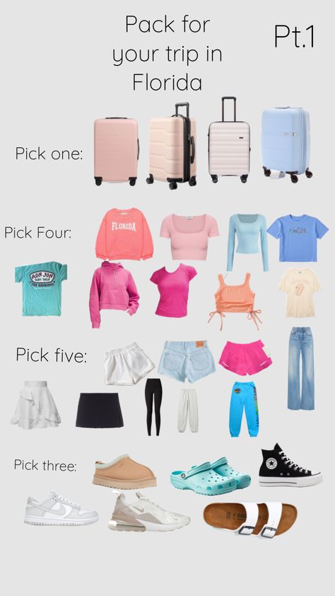 #myfirstshuffle#florida Pack With Me For Florida, Outfits For Florida, Pack For Florida, Florida Packing, Trip Essentials Packing Lists, Airplane Travel Essentials, Florida Trip, Packing Lists, Trip Essentials