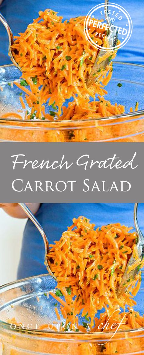 French Grated Carrot Salad with Lemon Dijon Vinaigrette Lemon Dijon Vinaigrette, Grated Carrot Salad, Side Salads, Dijon Vinaigrette, Salad With Lemon, Resep Salad, French Learning, Desserts Vegan, Carrot Salad