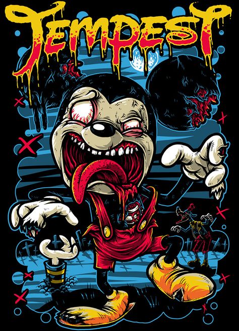 Plateia.co #ValoralaDiversidad #CreatividadsinLimites #PlateiaColombia #animacion #animation Zombie Mouse x Tempest Zombie Art, Horror Tattoo, Graffiti Characters, Graphic Tshirt Design, Dope Art, Trippy Art, Horror Art, Cartoon Character, Graffiti Art