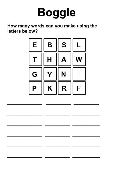 Are you ready for boggling? Sit your kids down and download these printable boggle for kids! Game Boggle for Kids | 101 Activity Boggle Worksheet Free, Ingles Kids, Word Puzzles For Kids, Substitute Teaching, Making Words, English Games, English Activities, Spelling Words, Word Puzzles