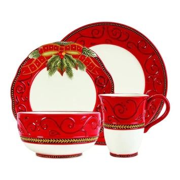 Christmas Tablesetting, Christmas Dinnerware Sets, Holiday Place Settings, Holiday Dinnerware, Square Dinnerware Set, Christmas China, Ceramic Dinnerware Set, Noritake China, Christmas Dinnerware