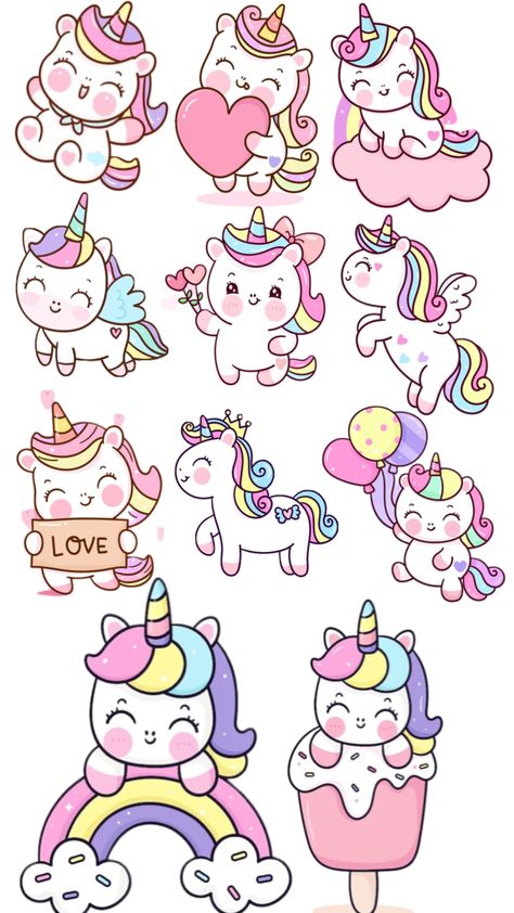 Unicorn Page Borders Design Handmade, Unicorn Topper, Kutek Disney, Unicorn Drawing, Baby Art Projects, Animated Cartoon Characters, Cute Easy Doodles, Cute Disney Drawings, Bookmark Craft