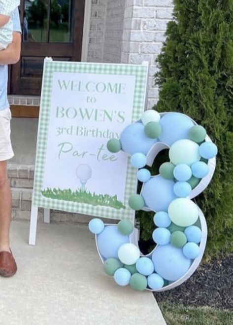 Par Three Party, Par 3 Birthday Party, Par Three Birthday, 3rd Birthday Golf Theme, Golf 3rd Birthday Party, Baby Golf Birthday Party, Par Three Golf Birthday, Fore Birthday Theme, First Birthday Boy Golf