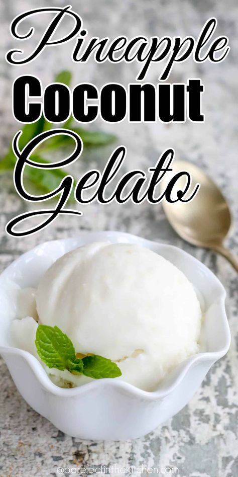 Pineapple Mint Gelato Pineapple Gelato Recipe, Chicken Recipes Curry, Coconut Gelato, Mint Gelato, Pineapple Mint, Recipe Cookies, Gelato Recipe, Ice Cream Tubs, Recipe Breakfast