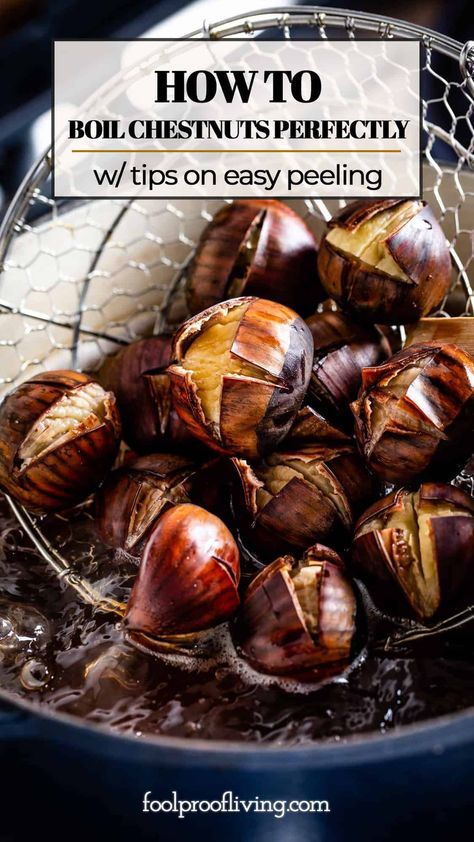 Learn how to boil chestnuts perfectly and use them in recipes such as purees, soups, or stuffings. How To Cook Chestnuts Recipe, Chestnut Ideas, Chestnuts Recipes, Cooking Chestnuts, Aga Recipes, Chinese Chestnut, Feast Ideas, Chestnut Recipes, Zdrava Hrana