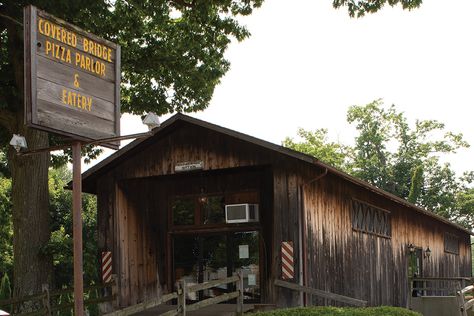 Eat at This Pizza Parlor Inside a Covered Bridge Ohio Food, Ashtabula County, Pizza Parlor, Covered Bridge, Covered Bridges, 2nd Grade, Vintage Signs, Day Trips, Cleveland