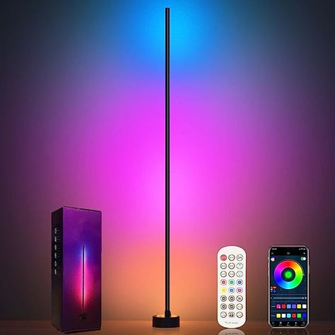 Miortior Corner Floor Lamp - Smart RGB LED Corner Lamp with App and Remote Control, 16 Million Colors & 68+ Scene, Music Sync, Timer Setting - Ideal for Living Rooms, Bedrooms, and Gaming Rooms - - Amazon.com Gym Lighting, Corner Floor Lamp, Corner Lamp, Fan Lamp, Ceiling Fan In Kitchen, Led Floor Lamp, Modern Floor Lamps, Rgb Led, Pharmacy Gifts