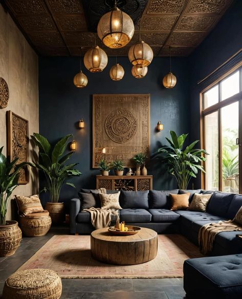 Dark Earthy Living Room, Living Room Interior Modern, Indoor Plants Decor Living Room, Desert Living Room, Popular Home Decor, Cozy Boho Living Room, Organic Living Room, Display Artwork, Gallery Wall Ideas