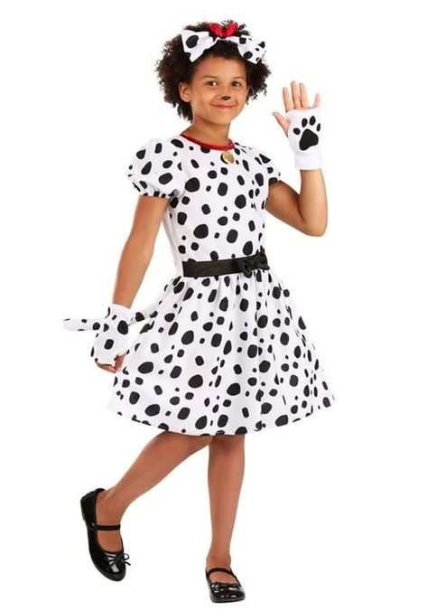 Dress Costume Kids Dalmatian Dalmatian Costume, Costume For Kids, Small Girl, Animal Costumes, Dalmatian Print, Plastic Headband, Velour Dress, Satin Ribbon Bow, St Bernard