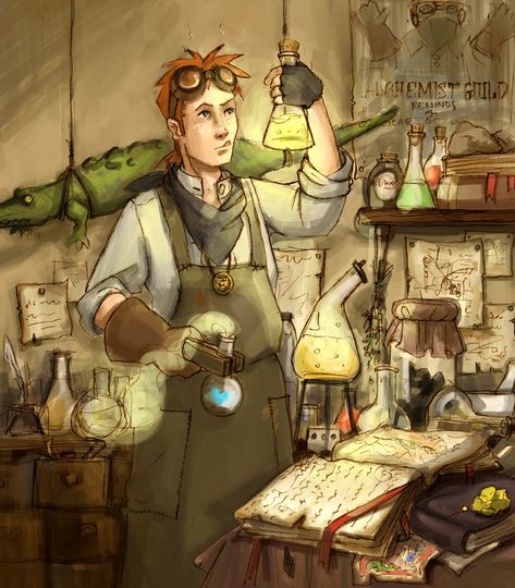 Alchemist by Werdandi.deviantart.com on @deviantART Alchemist Pose Reference, Fantasy Scientist Art, Alchemist Illustration, Alchemist Drawing, Alchemist Aesthetic, Pop Illustrations, Alchemist Cosplay, Alchemy Illustration, Crazy Scientist