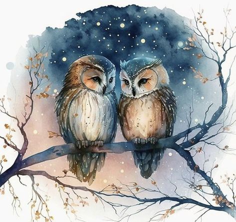 Watercolor Cat Painting, Animal Tattoo Ideas, Whimsical Art Paintings, Clever Tattoos, Spirit Animal Art, Creation Art, Owls Drawing, Owl Pictures, Owl Painting