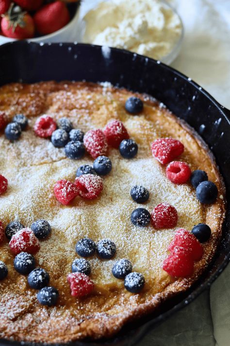 Easy Sourdough Dutch Baby Recipe (German Pancake) - Simplicity and a Starter Sourdough Dutch Baby, Thigh Marinade, Dutch Baby Pancakes, Dutch Baby Pancake Recipe, Dutch Baby Recipe, Baby Pancakes, German Pancakes, Strawberry Bread, Dutch Baby Pancake