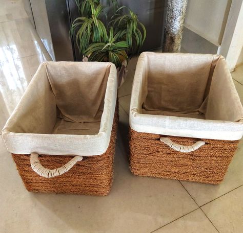 Coconut Rope Craft, Diy Storage Basket, Cardboard Basket, Storage Baskets Diy, Diy Laundry Basket, Diy Boxes, Basket Diy, Crate Diy, Camping Set Up