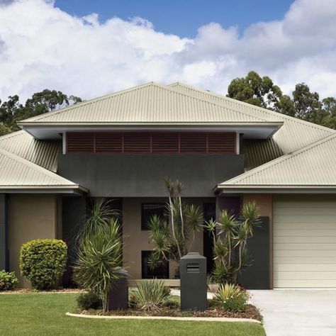 Evening Haze Colorbond, Colorbond Roof, Californian Bungalow, Skillion Roof, House Trim, Australian Landscape, Two Storey House, Roof Colors, Roofing Materials