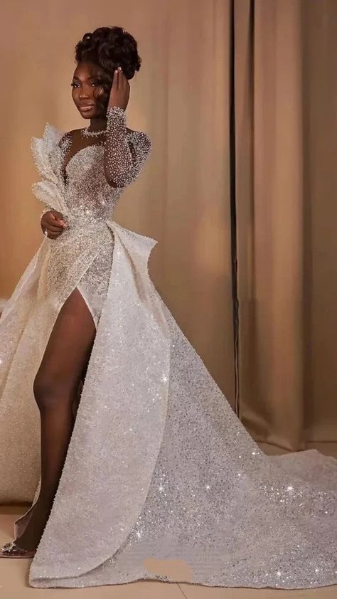 Luxury Wedding Gown, Mermaid Bridal Gowns, Wedding Dresses Long Sleeves, African Wedding Dresses, Glam Wedding Dress, Elegant Bridal Gown, Plus Size Bride, Stylish Wedding Dresses, African Wedding Dress