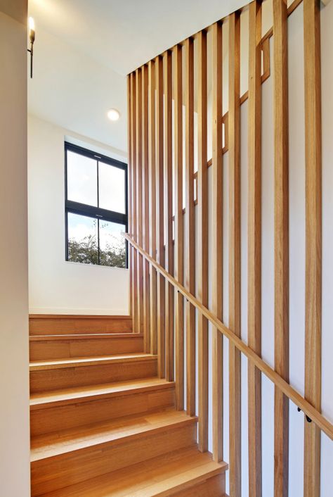 Floor To Ceiling Railing, Modern Railings For Stairs Interiors, Stairs Transformation, Staircase Transformation, Scandinavian Staircase, U Shaped Staircase, Stair Renovation, Stair Ideas, Modern Stair Railing