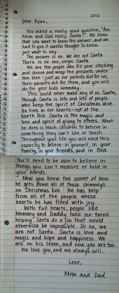 I'm a big fan of this breakdown on Santa. I appreciated the idea behind Santa as a child, but this letter from a child's parents just smashes the nail on the head for me. I dislike the idea of "robbing" the magic of Christmas from my children with "the truth", but with a message like this I don't feel as though I have to anymore. Awesome. Letter Explaining Santa, Santa Letter, Raising Kids, Christmas Cheer, Christmas Traditions, All Things Christmas, Elf On The Shelf, Holiday Fun, Kids And Parenting