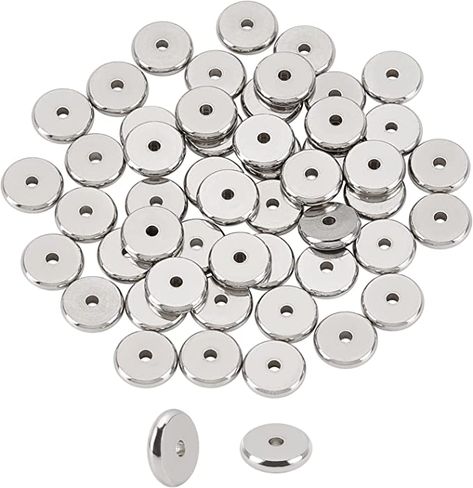 PH PandaHall 50pcs Flat Round Spacer Bead Stainless Steel Bead Spacers Metal Loose Beads Slider Bead Stopper for Bracelet Necklace Jewelry Making 10x2mm, Hole 2mm Bead Stopper, Material Ideas, Beaded Rings, Amazon Art, Craft Materials, Sewing Stores, Bracelet Necklace, Spacer Beads, Loose Beads