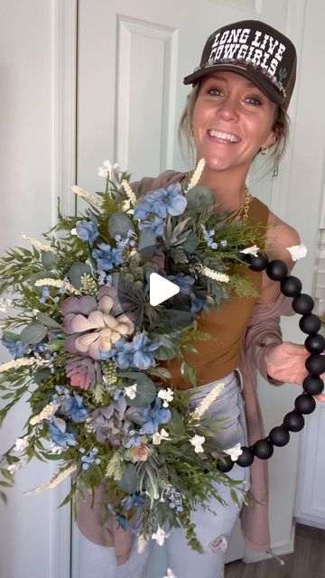 DIY With Jenna 🤍 on Instagram: "DIY Succulent & Floral Wood Bead Wreath 🌿✨  Had to make a little something for my powder room door, so why not take it back to my roots with a little wood bead succulent wreath. 3 years ago to the month, one of the first wood bead succulent wreaths I made went viral on TikTok, and what a journey it’s been since then 😍🙌🏼  Materials used: 1.5” wood bead halves @woodpeckerscrafts  MDF 16” hoop @michaelsstores  Floral stems & succulents   #diywreath #wreathmaking #wreathmaker #diydecor #diycrafts #springdecor #craftideas #crafters #diywithjenna" Powder Room Door, Bead Wreaths, Succulent Wreaths, Wood Bead Wreath, Bead Wreath, Back To My Roots, Succulent Wreath, Viral On Tiktok, My Roots