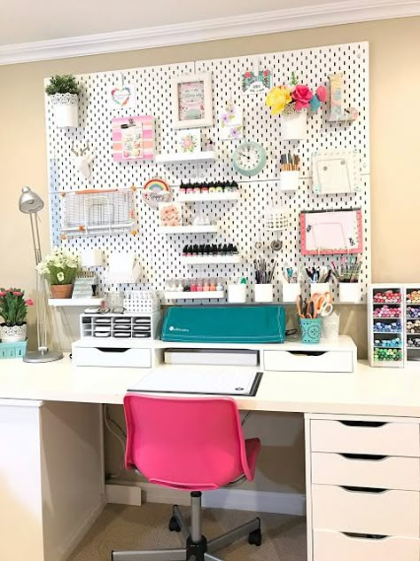 Craft Room Organization Makeover: IKEA Skadis Pegboard | stitches in paper Modal Kitchen, Storage Pegboard, Pegboard Craft Room, Desks Ideas, Skadis Pegboard, Glitter Room, Pegboard Ideas, Ikea Skadis, Room Organisation