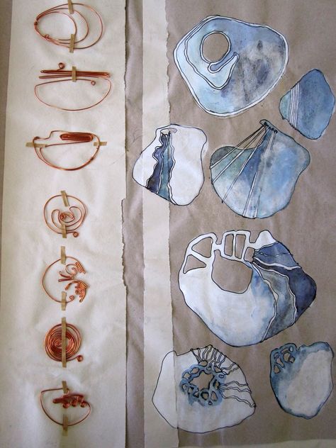 Steffi Glaves sketchbook Jewellery Sketchbook Ideas, Jewellery Sketchbook, Gcse Textiles Sketchbook Water, Water Textiles Sketchbook, Textile Development Sketchbook, Textile Journal Sketchbook Pages, Research Book, Artist Research, Jewelry Illustration