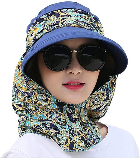 Roll Up Wide Brim Sun Visor UPF 50+ UV Protection Sun Hat with Neck Protector Blue at Amazon Women’s Clothing store Summer Hats Beach, Flap Hat, Sun Visor Hat, Wide Brim Sun Hat, Summer Sun Hat, Sun Protection Hat, Visor Hat, Women's Hats, Visor Hats