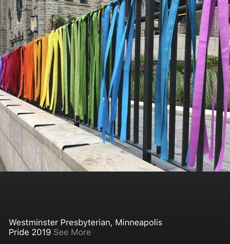 School Fence Decorations, Fence Decorating Ideas For Party, Pride Festival Decorations, Sanctuary Design, Morhers Day, Chain Fence, School Book Fair, Pride 2024, Rainbow Ribbons