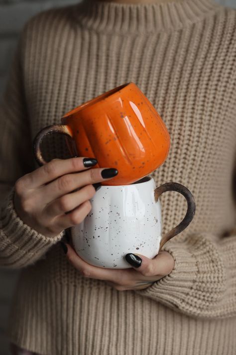 PRE-ORDER Pumpkin Shaped Mug Halloween Cup White Ceramic | Etsy Pumpkin Soap, Halloween Cups, Book Cafe, Photo Candles, Fall Candles, Fall Gifts, Candle Shapes, Autumn Cozy, Scented Soy Candles