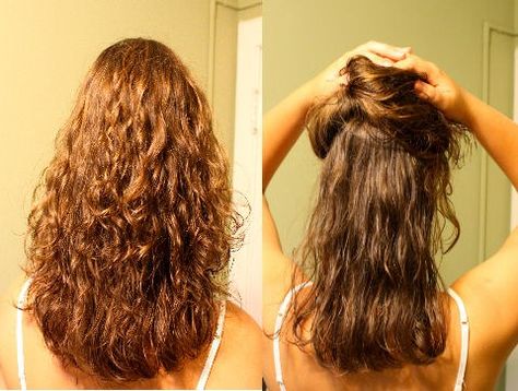 3 Genius Hairstyle Ideas for the Half Curly / wavy, Half Straight Hair Phenomenon Different Curls, Dry Curly Hair, Second Day Hairstyles, Haircuts For Curly Hair, Wavy Curly Hair, Funky Hairstyles, Half Up Half Down Hair, Curly Hair Tips, Long Hairstyles