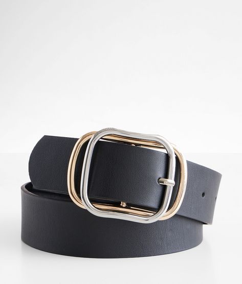 BKE Mixed Metal Buckle Belt - Women's Belts in Black | Buckle Circle Belt, Women's Belts, Belt For Women, Metal Belt, Black Leather Belt, Conversion Chart, Women's Belt, Buckle Belt, Mixed Metals