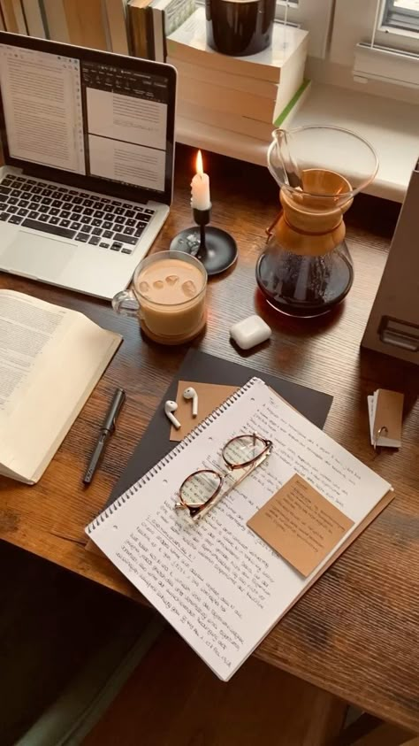 Studying At Home Aesthetic, Law Student Desk, Working Aesthetic, Motivation Writing, Aesthetic Work Desk, Academic Books, Coffee Study, Work Desks, Study Mode