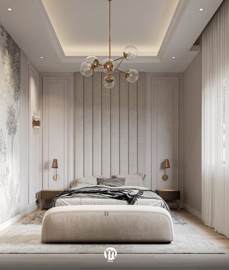 master bedroom , neoclassic , hotel room , relief , beige color , soft lights , elegant , Semi Classic Interior, Modern Luxury Bedroom, Modern Bedroom Interior, Classic Interior Design, Classic Interior, Hotel Room, Luxurious Bedrooms, Guest Bedroom, Hotels Room