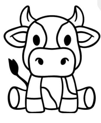 Cow Drawing Easy, Cow Coloring Pages, Cow Drawing, Cow Pictures, Simple Line Drawings, Coloring Page Ideas, Cow Art, Page Ideas, Sketches Easy