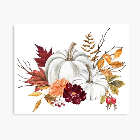 Pumpkin Arrangements, Fall White, Pumpkin Clipart, Autumn Illustration, Watercolor Pumpkins, Fall Watercolor, Halloween Designs, Boho Fall, Flower Clipart