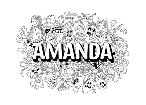 Name doodle hand drawn art for amanda | Premium Vector #Freepik #vector #illustrations #artwork-design #artwork #illustration-art Doodle Nama, Name Doodle, Doodle Art Name, Doodle Name, Design Artwork, Doodle Art Designs, Hand Art Drawing, Vector Illustrations, Name Art