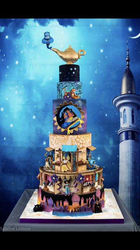 Aladdin Birthday Cake, Luxury Birthday Cake, Birthday Cake Disney, Aladdin Theme, Jasmine Cake, Aladdin Cake, Extreme Cakes, Disney Themed Cakes, Disney Cake