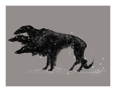 Fursona Design, Persephone Tattoo, Borzoi Art, Black Dogs, Art Noir, 다크 판타지, Illustrator Artist, Two Dogs, Black Dog