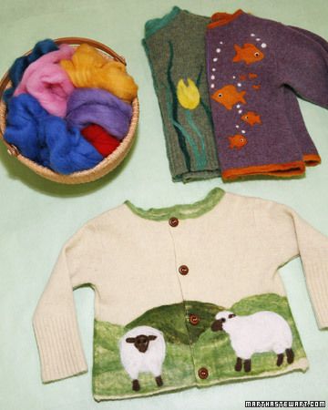 Needle-Felted Sweaters Sweater Tutorial, Animal Templates, Recycled Sweaters, Sewing Projects Clothes, Kids Sewing, Old Sweater, Wet Felt, Wool Projects, Felting Tutorials