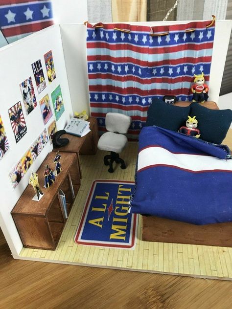 My Hero Academia Dorm, Academia Dorm Room, Room Anime, Anime Diys, Otaku Room, Anime Room, Miniature Rooms, Anime Accessories, Anime Crafts