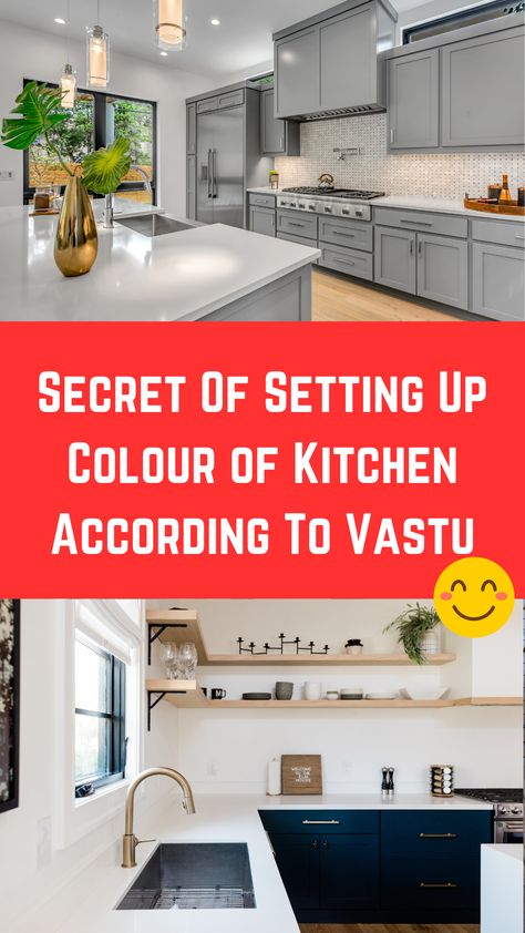 Secret Of Setting Up Colour of Kitchen According To Vastu Kitchen Trolley Colour Combination, Kitchen Colour Combination Ideas, Kitchen Vastu, Kitchen Colour Combination, Kitchen Slab, Best Kitchen Colors, Kitchen Colour, Home Paint Color, Countertop Colours