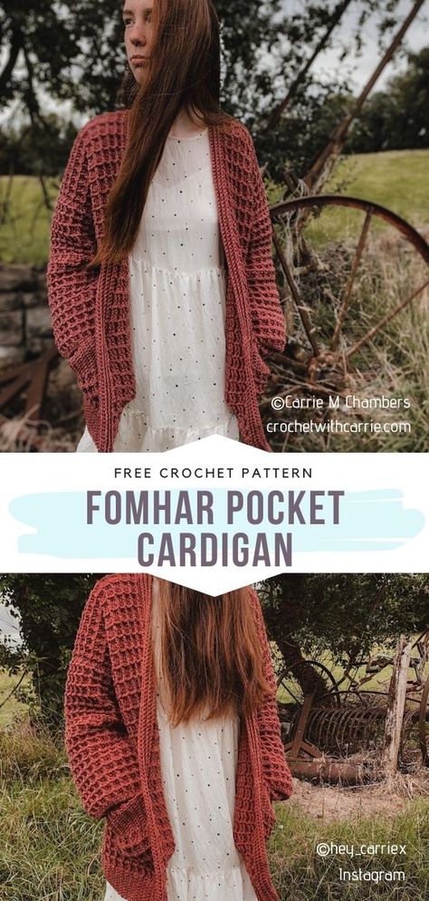 Crochet Cardigan With Collar, Granny Stitch Cardigan Pattern Free, Crochet Oversized Cardigan Pattern Free, Crochet Cardigan Pattern Free Women, Crocheted Sweaters, Modern Haken, Crochet Apparel, Crazy Crochet, Crochet Waffle Stitch