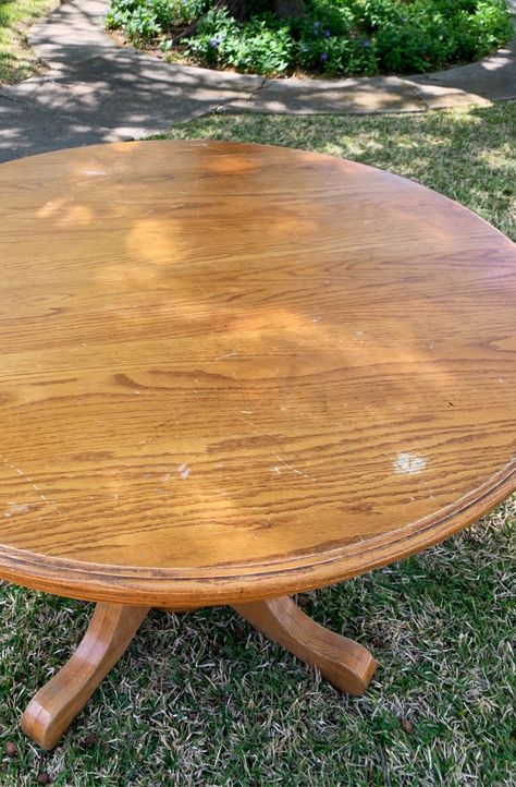 Thrift Store Coffee Table Makeover, Round Coffee Table Makeover, Thrift Store Makeover Ideas, Coffee Table Height, Coffee Table Makeover, Thrift Store Makeover, Thistlewood Farms, Striped Chair, Store Furniture