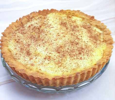 Milk Tart - a traditional South African custard tart - Foodle Club Melktert Recipe, Milktart Recipe, South African Dishes, Milk Tart, Custard Recipes, Custard Tart, African Recipes, Custard Filling, South African Recipes